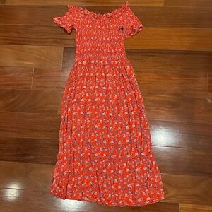 Kimchi Blue Red Floral Midi Dress